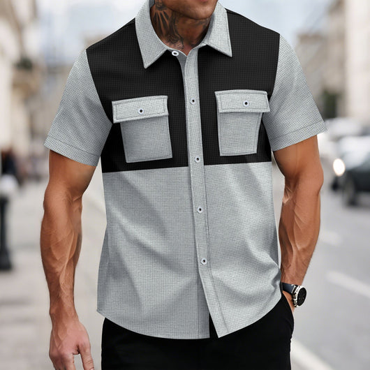 Camisa Casual de Manga Corta con Textura Waffle - Image 4