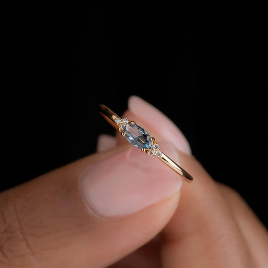 Anillo de Compromiso Ojo de Caballo en Plata 925 con Piedra Azul - Image 4