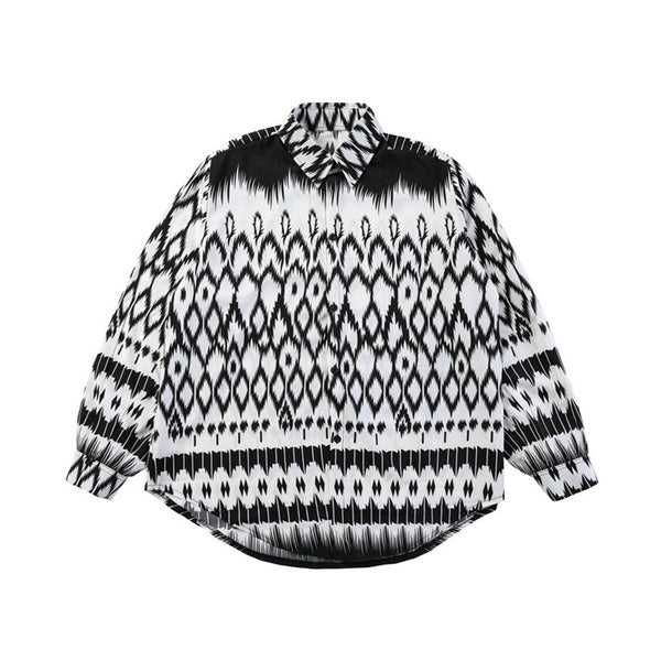 Camisa Casual de Contraste Geométrico en Blanco y Negro - Image 3
