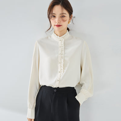 Blusa Elegante de Gasa Francesa con Cuello Volante - Image 5