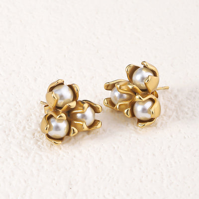 Aretes de Acero Inoxidable con Perla 18K Chapado en Oro - Image 7