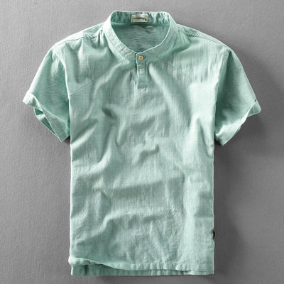 Camisa Suelta Estilo Chino de Algodón y Lino con Cuello Mao - Image 2