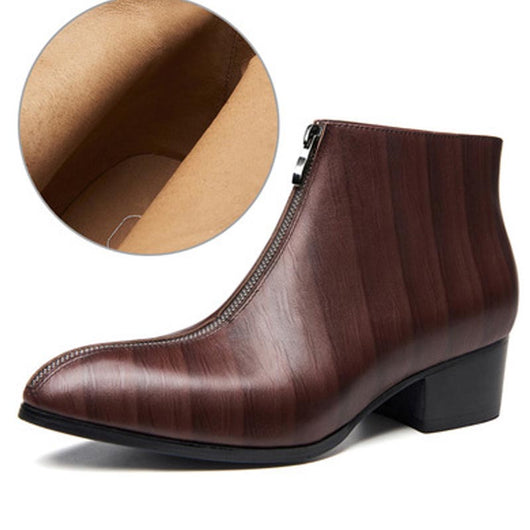 Botas Altas de Cuero con Punta Afilada y Cierre de Cremallera para Hombre - Image 18