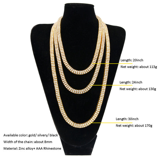 Collar de Doble Fila con Diamantes Estilo Hip Hop - Image 2