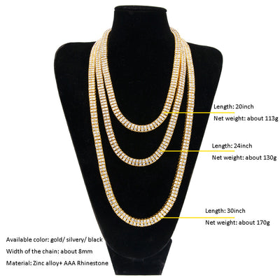 Collar de Doble Fila con Diamantes Estilo Hip Hop - Image 2