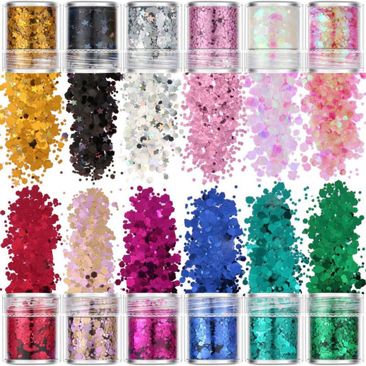 Purpurina Hexagonal 12 Colores Premium - Brillo Profesional