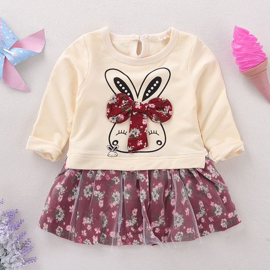 Vestido Infantil Otoño Manga Larga para Niñas 0-5 Años