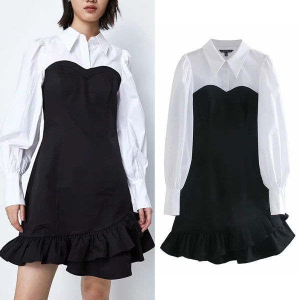 Vestido Patchwork con Volantes
