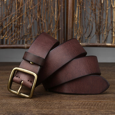 Cinturón de Cuero Genuino para Hombre con Hebilla de Cobre - Estilo Vintage - Image 7