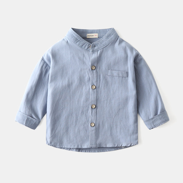 Camisa de Cuello Mao Niño Colores Sólidos - Image 12