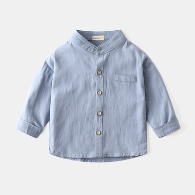 Camisa de Cuello Mao Niño Colores Sólidos - Image 12