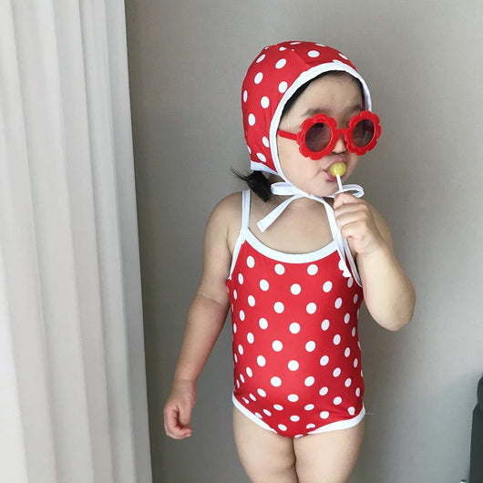 Traje de Baño Enterizo para Bebé Niña con Capucha y Lunares - Image 9