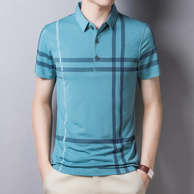 Polo Rayas Verano Hombre Slim Fit Streetwear Manga Corta - Image 3
