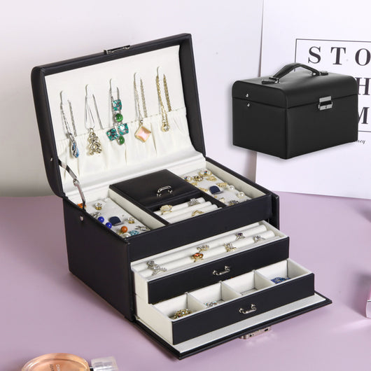 Organizador de Joyas de Tres Niveles - Caja de Almacenamiento Grande Estilo Europeo - Image 4
