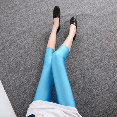 Leggings Brillantes de Siete Puntos - Colores Sólidos Efecto Brillo - Image 6