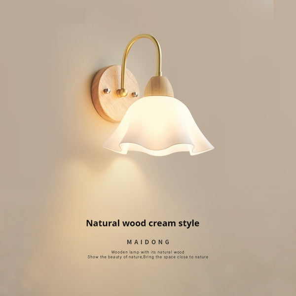 Lámpara de Noche Nórdica en Madera Natural Estilo Minimalista