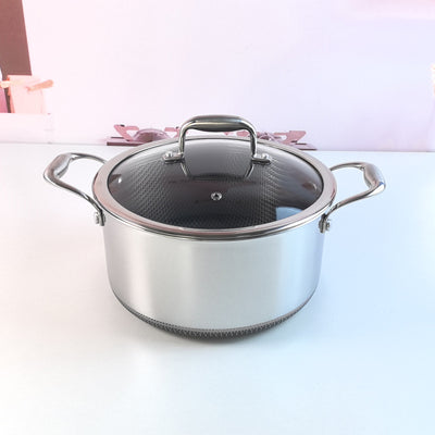 Olla para Sopa Binaural 316 de Acero Inoxidable con Tapa 24CM