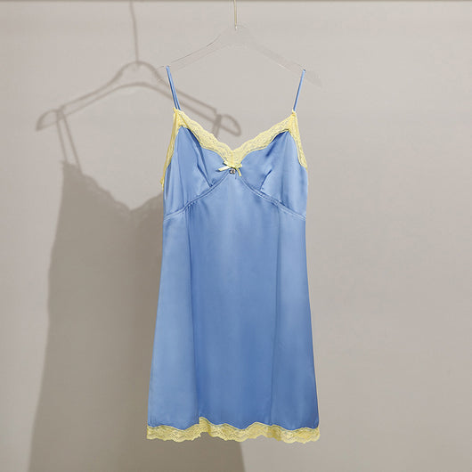 Vestido Deslizante con Patchwork de Encaje - Image 12