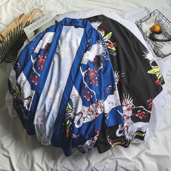 Kimono Hombre Estampado Grúa