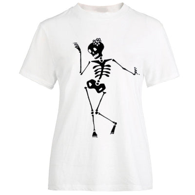 Playera Calavera y Rosa Manga Corta Cuello Redondo Verano - Image 12