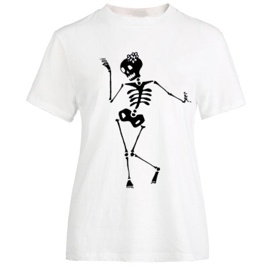 Playera Calavera y Rosa Manga Corta Cuello Redondo Verano - Image 12