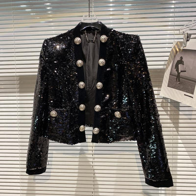 Blazer de Lentejuelas Doble Botonadura para Mujer - Estilo Industrial - Image 8