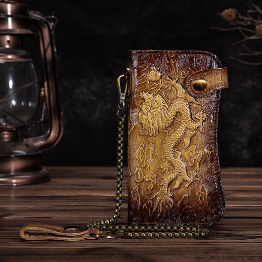 Cartera de Cuero Genuino con Diseño Dragón Tigre - Image 7