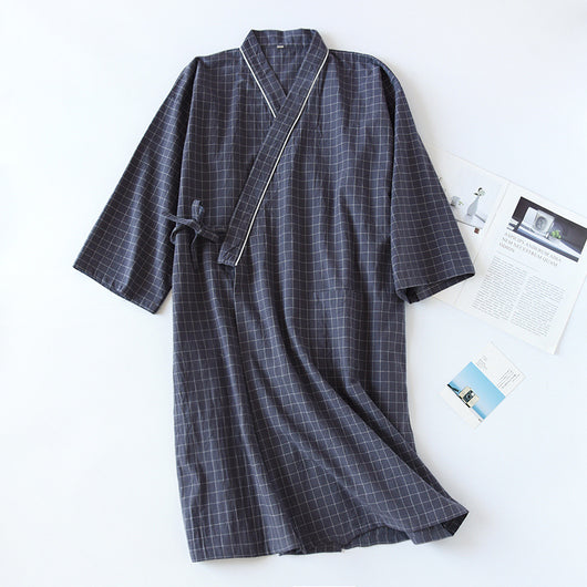Bata Kimono Japonesa de Algodón Gasa para Hombre - Primavera Verano - Image 8