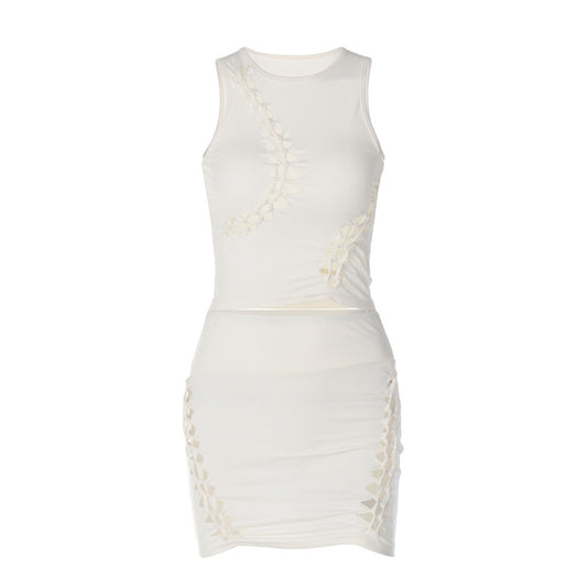 Vestido Liso sin Mangas Cuello Redondo - Image 2