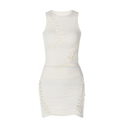 Vestido Liso sin Mangas Cuello Redondo - Image 2