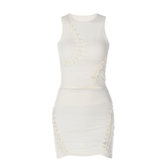 Vestido Liso sin Mangas Cuello Redondo