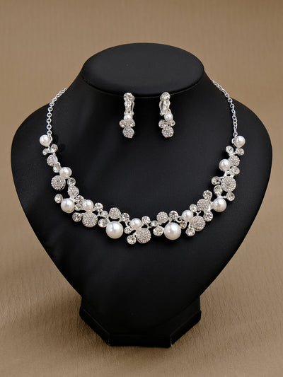 Conjunto de Aretes y Collar con Perlas y Cristales para Mujer - Image 37