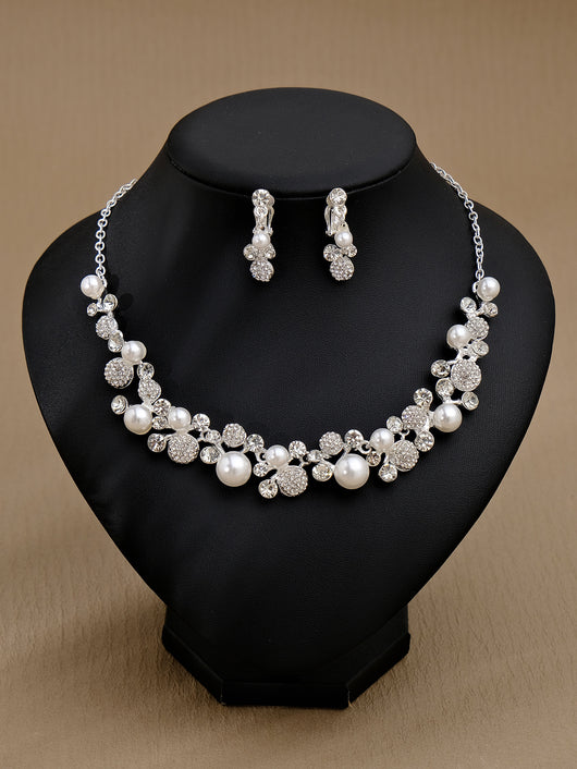 Conjunto de Aretes y Collar con Perlas y Cristales para Mujer - Image 37
