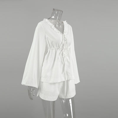 Blusa de Lino y Algodón con Mangas Farol - Estilo Europeo Moderno - Image 10