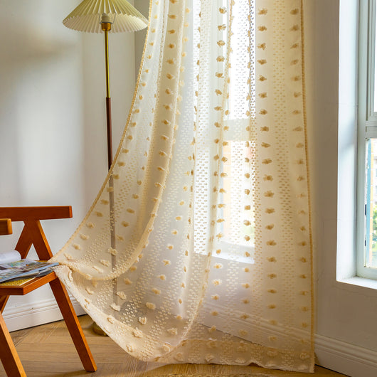 Cortinas Bohemias Texturizadas con Bordado Floral - Image 39