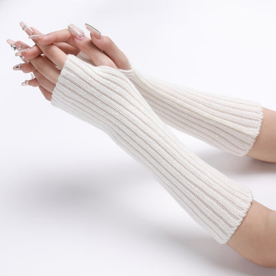 Guantes Largos Rayados de Lana para Otoño e Invierno - Mangas Calentadoras sin Dedos - Image 29
