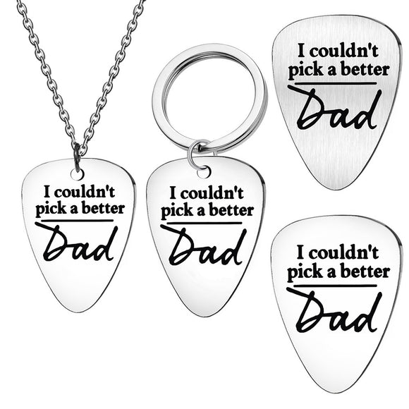 Llavero Acero Inoxidable para Papá con Diseño de Púa de Guitarra