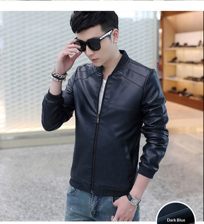 Chaqueta de Cuero Slim Fit Estilo Coreano para Hombre - Image 11