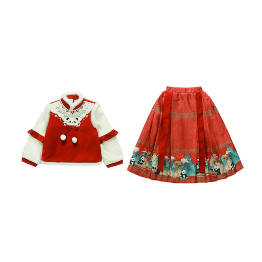 Conjunto de Falda Infantil Estilo Horse-Face para Invierno - Image 5