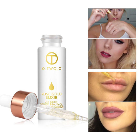 Aceite Facial de Oro Rosa 24k - Elixir Antienvejecimiento con Efecto Primer