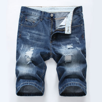 Shorts de Mezclilla Slim Ajustado con Rotos en Tono Claro - Image 13