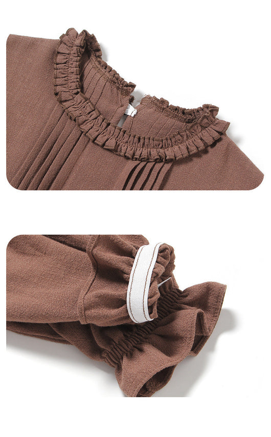Vestido Infantil de Lino con Encaje y Mangas Largas - Image 20