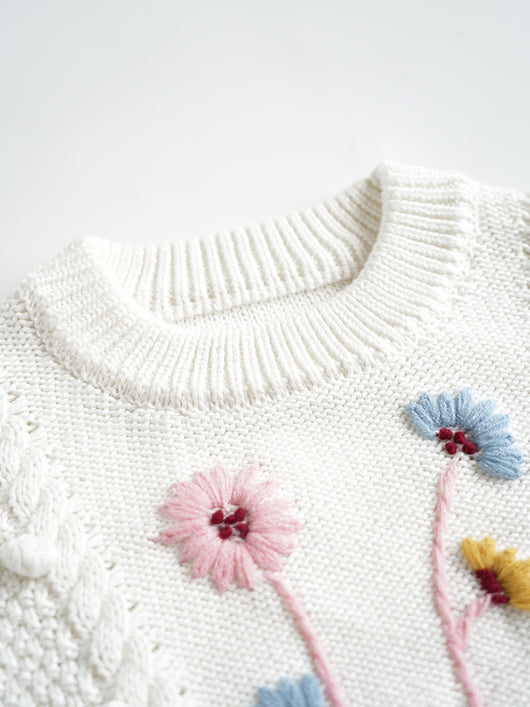 Suéter de Algodón para Bebé con Flores Bordadas a Mano - Image 5