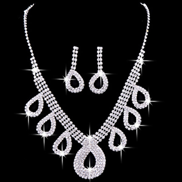 Conjunto de Joyas Nupciales Coreanas: Collar y Aretes para Novia