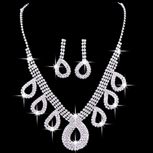 Conjunto de Joyas Nupciales Coreanas: Collar y Aretes para Novia