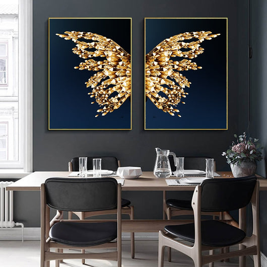 Cuadro Decorativo Alas de Mariposa Doradas