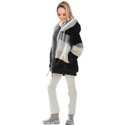 Chaqueta Hoodie Suave Oversize Multicolor para Mujer - Image 8