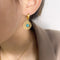 Aretes Geométricos Hueco Redondo Turquesa Retro Francés