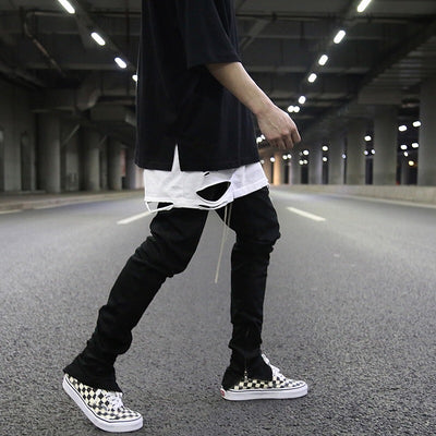 Pantalones Slim Elásticos con Cierre y Detalle de Cuerda de Cuero - Image 3