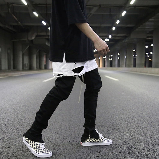 Pantalones Slim Elásticos con Cierre y Detalle de Cuerda de Cuero - Image 3